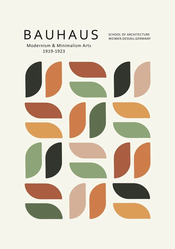 Wandbild 'Bauhaus Ausstellung Weimar 1923 orange-beige-grün' – Kunst von Bauhaus Collection als Poster oder Acrylglasbild