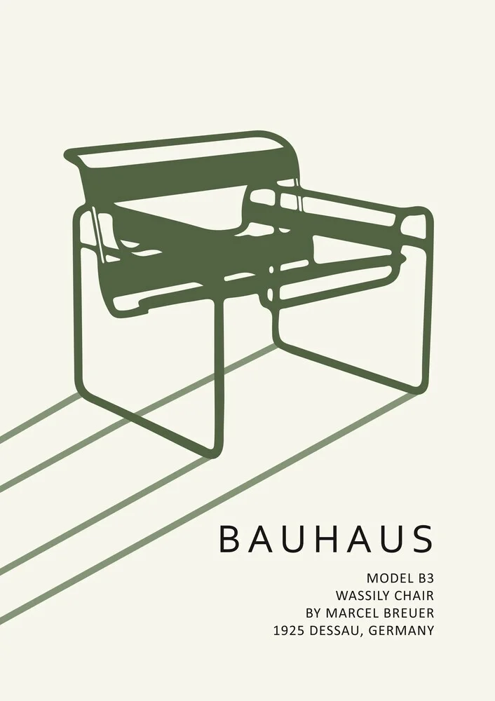 Wandbild 'Bauhaus Chair Model B3 by Marcel Breuer grün-beige' – Kunst von Bauhaus Collection als Poster oder Acrylglasbild