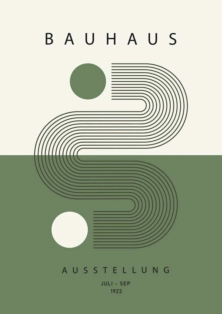 Wandbild 'Bauhaus Print Design 1923 grün-beige' – Kunst von Bauhaus Collection als Poster oder Acrylglasbild