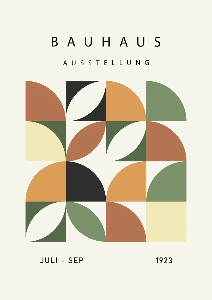 Wandbild 'Bauhaus Ausstellung 1923 Poster Design grün-beige-orange' – Kunst von Bauhaus Collection als Poster oder Acrylglasbild