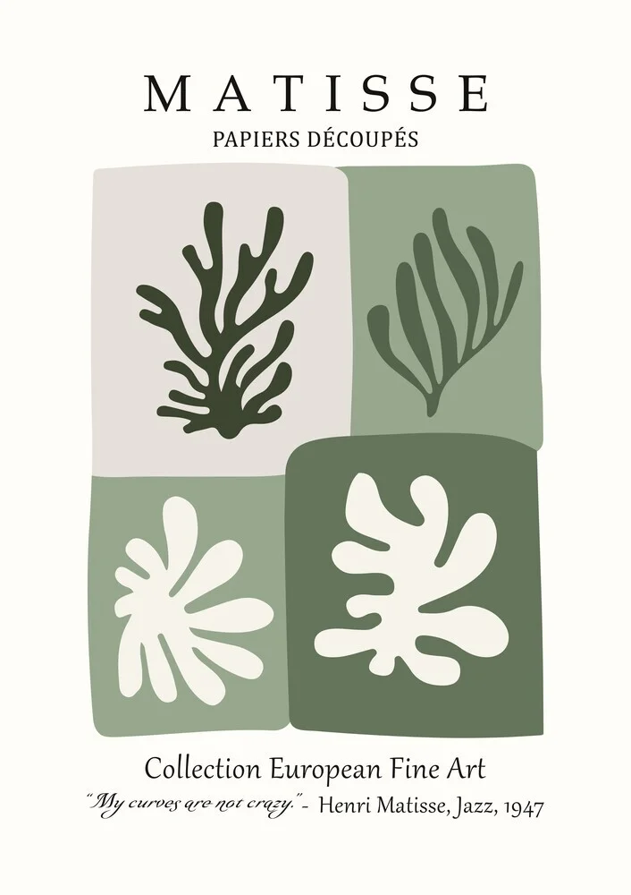 'Matisse Papiers Découpés beige-green' – Wall Art by Art Classics as Poster or Acrylic Glass Print