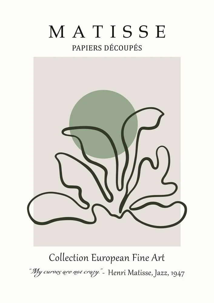 Wandbild 'Henri Matisse Papiers Découpés Poster grün-beige' – Kunst von Art Classics als Poster oder Acrylglasbild
