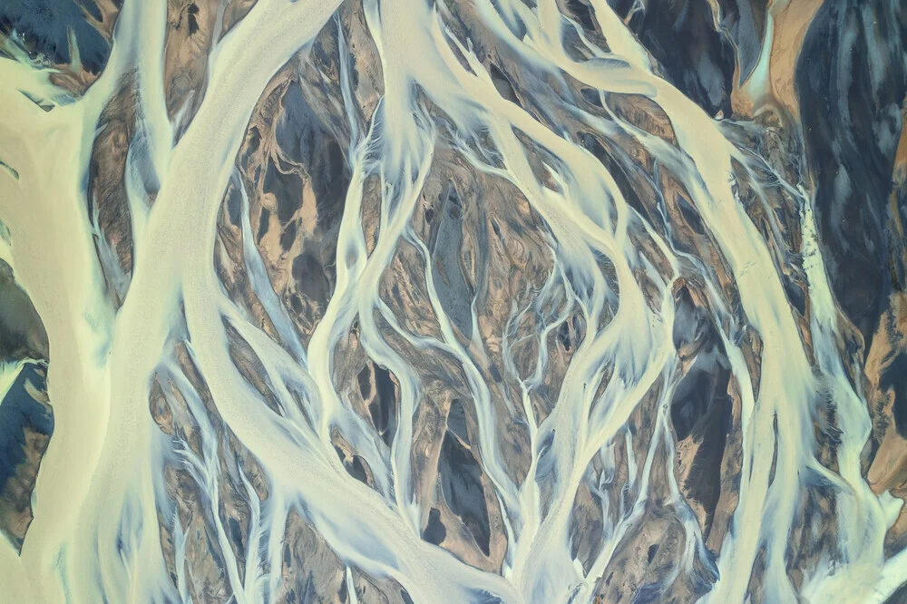Abstract River Aerial, Iceland Posters – wall art by Dave Derbis as Poster or Acrylic Glass Print