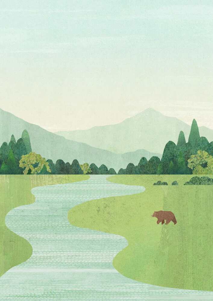 'Bear in the meadow' – Wall Art by Henry Rivers as Poster or Acrylic Glass Print