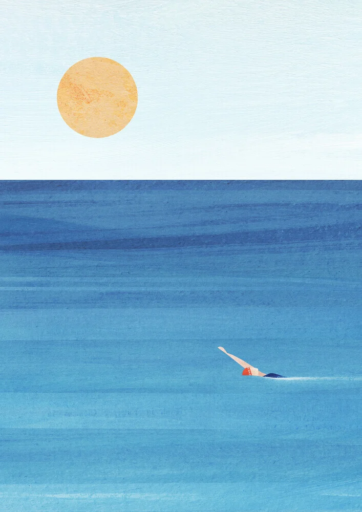 'Sunset Swim' – Wall Art by Henry Rivers as Poster or Acrylic Glass Print