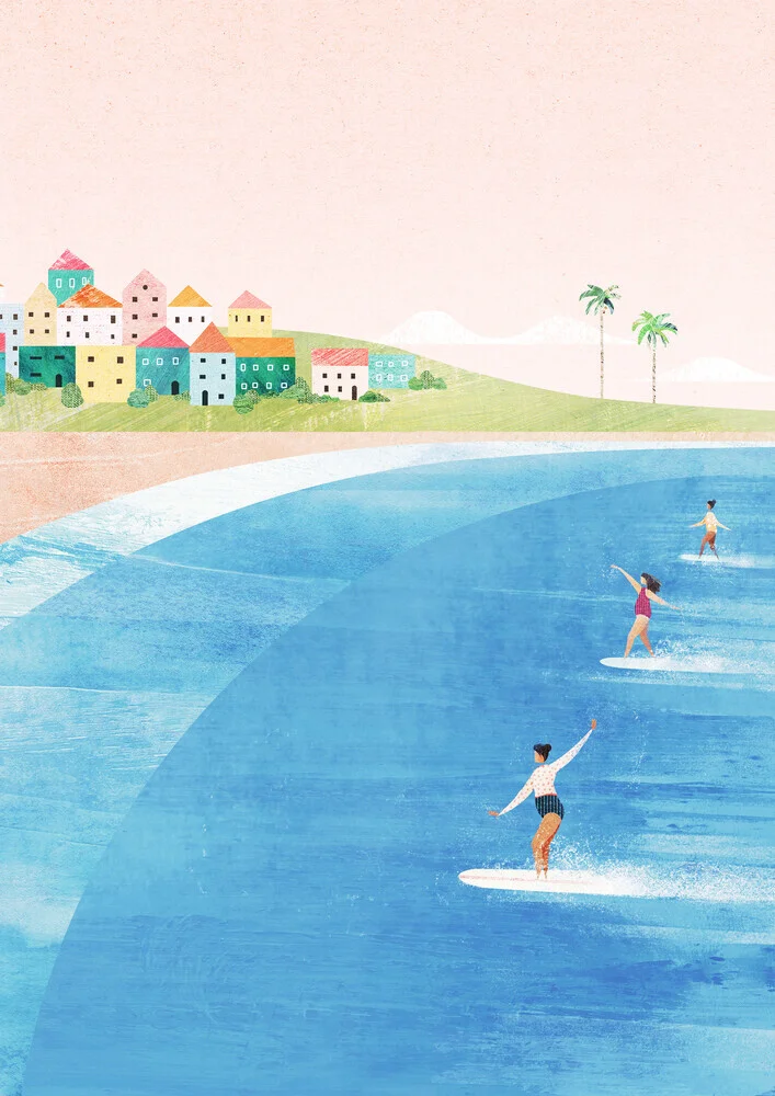 'Surf Beach' – Wall Art by Henry Rivers as Poster or Acrylic Glass Print