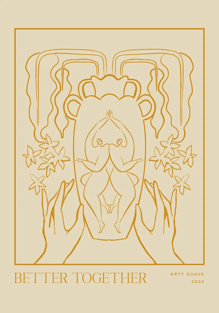 Wandbild 'Better Together Line Art' – Kunst von Arty Guava als Poster oder Acrylglasbild
