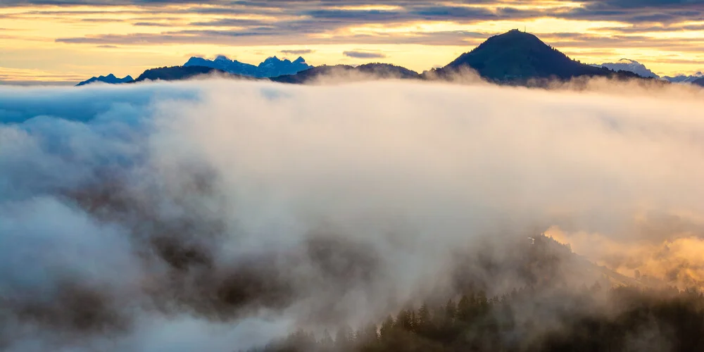 Mountains in the Fog, Austria – wall art by Martin Wasilewski as Poster or Acrylic Glass Print
