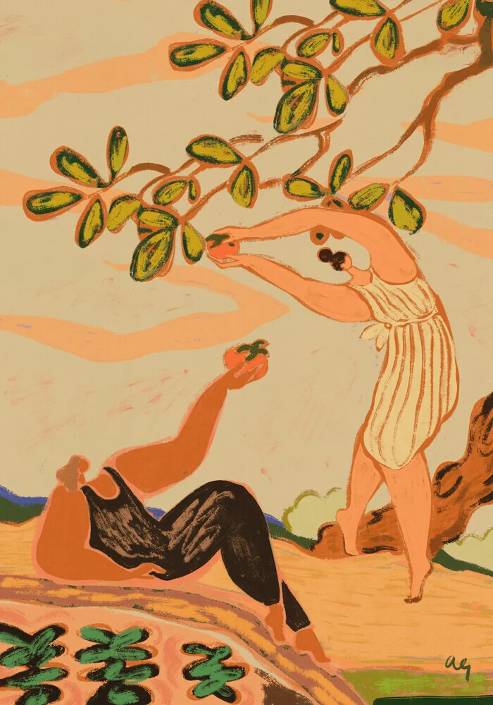 Wandbild 'Pair of Persimmons' – Kunst von Arty Guava als Poster oder Acrylglasbild