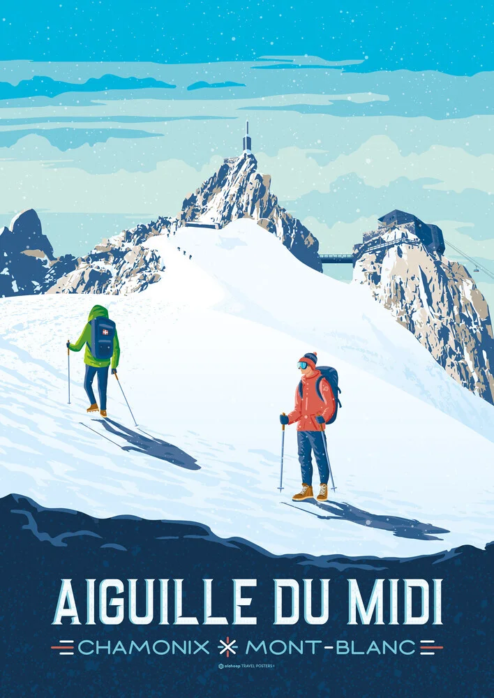 Wandbild 'Aiguille du Midi Chamonix Mont Blanc France Travel art print' – Kunst von François Beutier als Poster oder Acrylglasbild