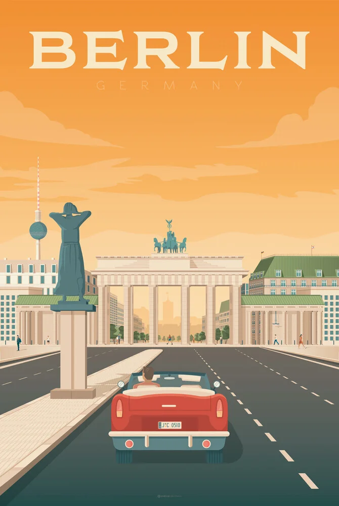 Wandbild 'Berlin Brandenburg Gate Germany Travel Poster art print' – Kunst von François Beutier als Poster oder Acrylglasbild