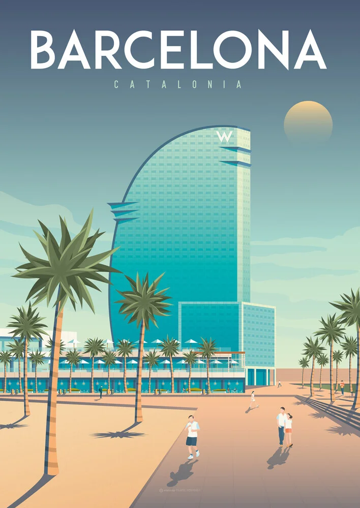 Wandbild 'Barcelona Spain Travel poster art print' – Kunst von François Beutier als Poster oder Acrylglasbild