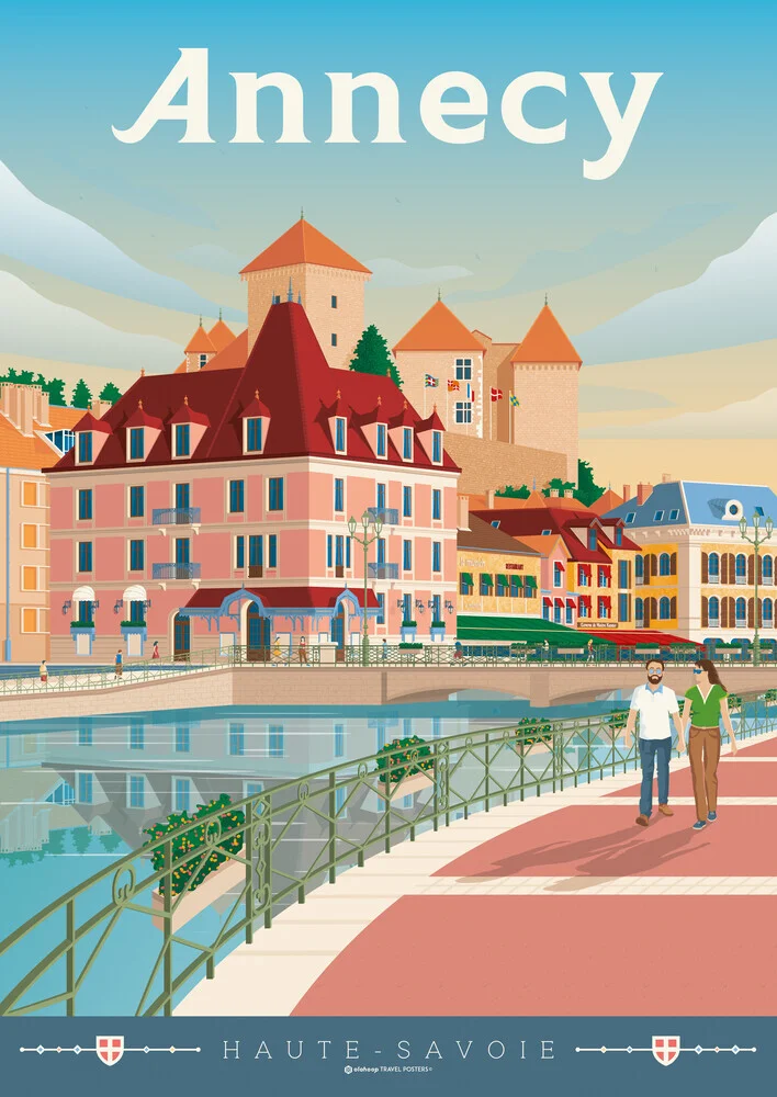 Wandbild 'Annecy France Travel Posters Art print' – Kunst von François Beutier als Poster oder Acrylglasbild