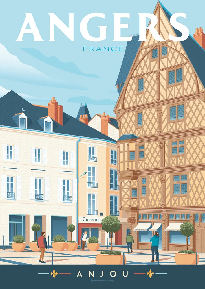 Wandbild 'Angers Maison d'Adam France Travel Poster art print' – Kunst von François Beutier als Poster oder Acrylglasbild