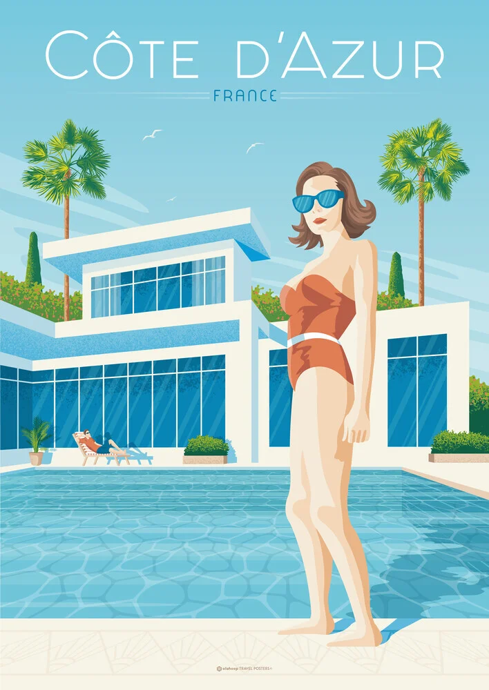 Wandbild 'French Riviera France Travel Poster Art Print' – Kunst von François Beutier als Poster oder Acrylglasbild