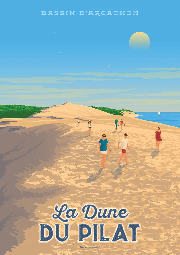 'Dune du Pilat Arcachon France Travel Poster Art Print' – Wall Art by François Beutier as Poster or Acrylic Glass Print