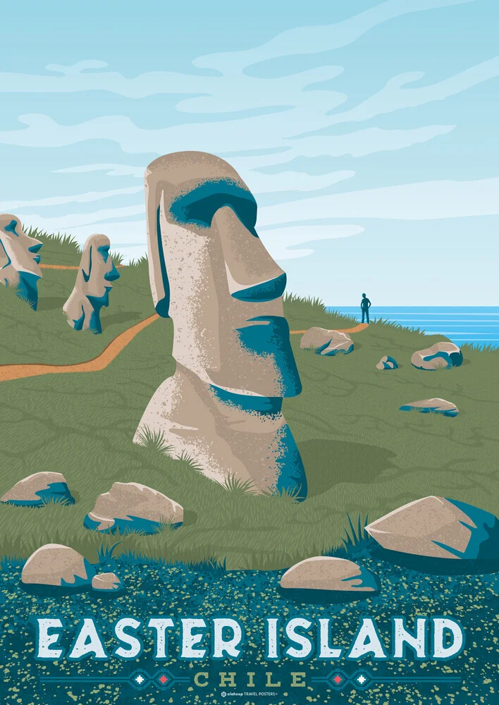 'Easter Island Chile Travel Poster Art Print' – Wall Art by François Beutier as Poster or Acrylic Glass Print