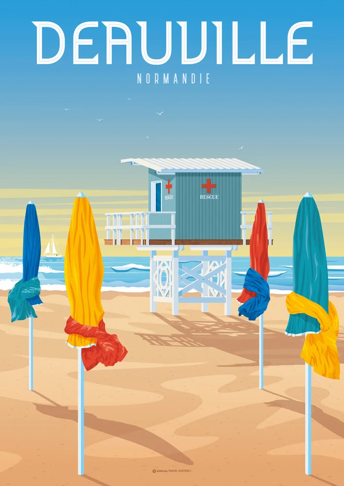 Wandbild 'Deauvillme Normandie France Travel Poster Art print' – Kunst von François Beutier als Poster oder Acrylglasbild