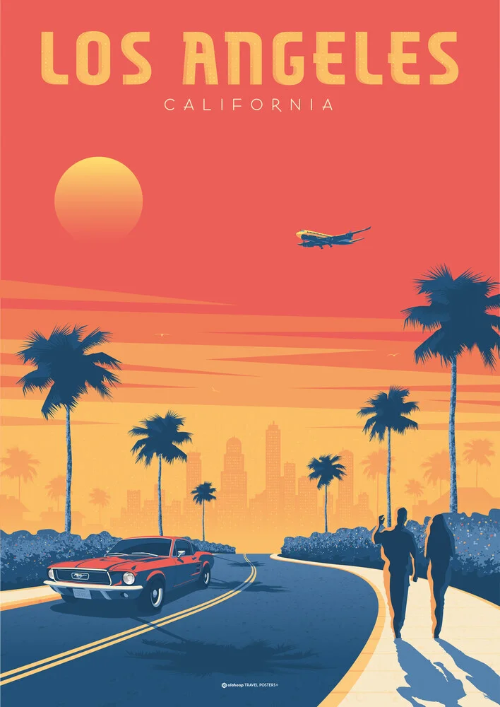 'Los Angeles California Travel Poster Art Print' – Wall Art by François Beutier as Poster or Acrylic Glass Print