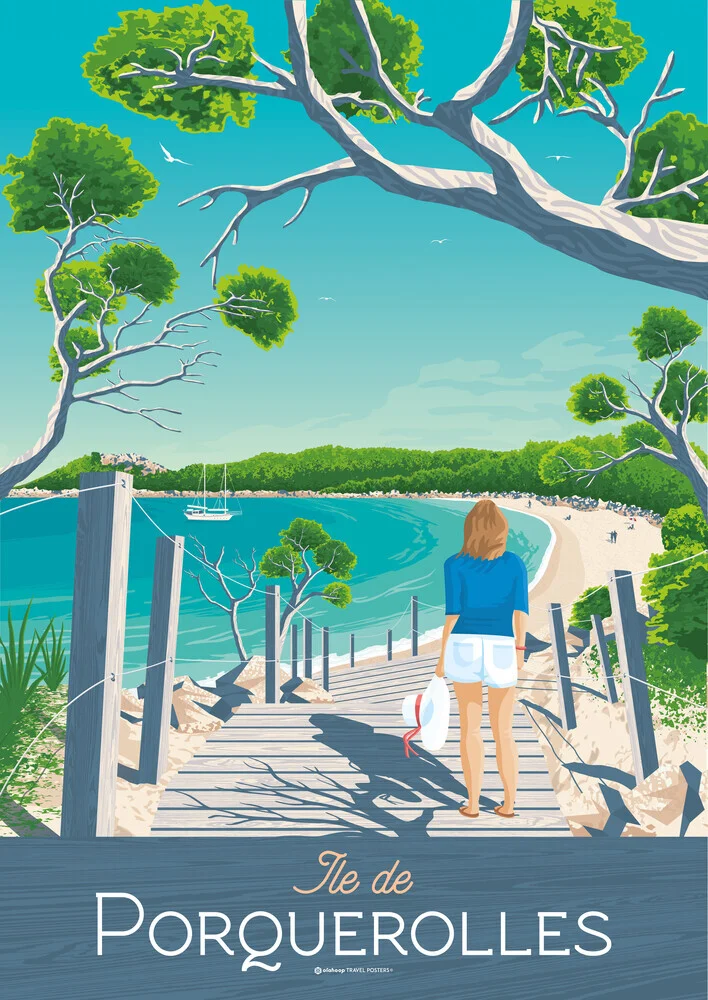 Wandbild 'Ile de Porquerolles France Travel Poster Art Print' – Kunst von François Beutier als Poster oder Acrylglasbild