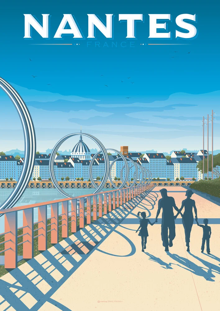 Wandbild 'Nantes France Travel Poster Art Print' – Kunst von François Beutier als Poster oder Acrylglasbild