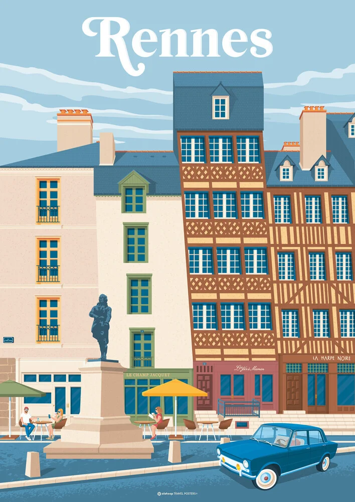 'Rennes Bretagne France Travel Poster Art Print' – Wall Art by François Beutier as Poster or Acrylic Glass Print