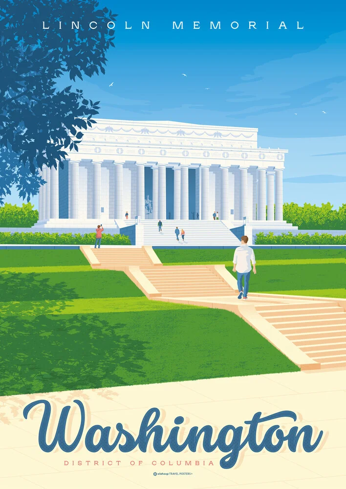 Wandbild 'Washington DC United States Travel Poster Art Print' – Kunst von François Beutier als Poster oder Acrylglasbild