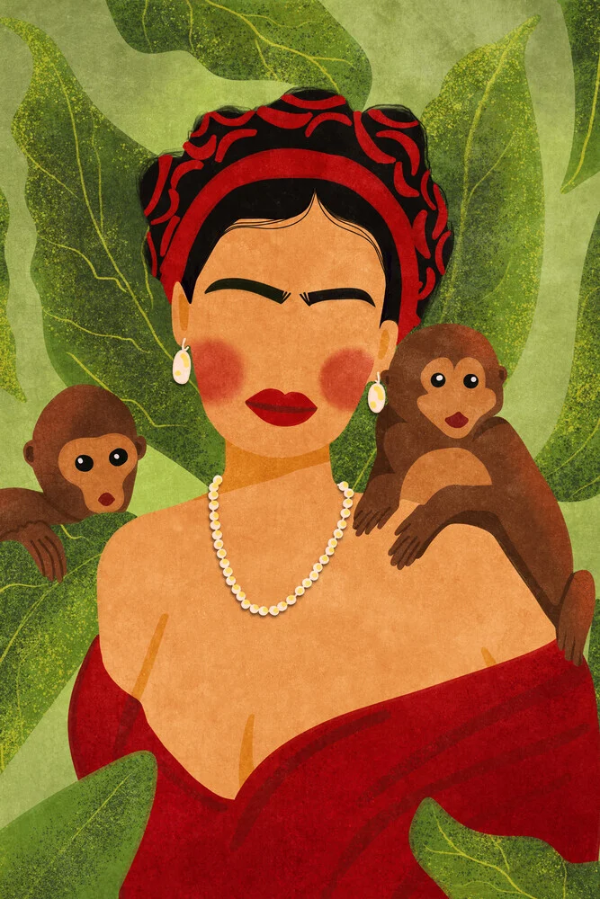 Wandbild 'Frida and Monkeys' – Kunst von Raissa Oltmanns als Poster oder Acrylglasbild