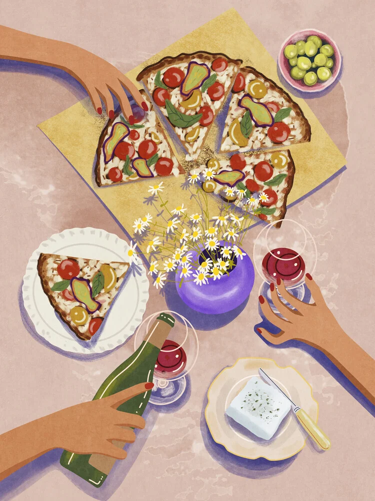 Wandbild 'Dinner mit Freunden' – Kunst von Raissa Oltmanns als Poster oder Acrylglasbild