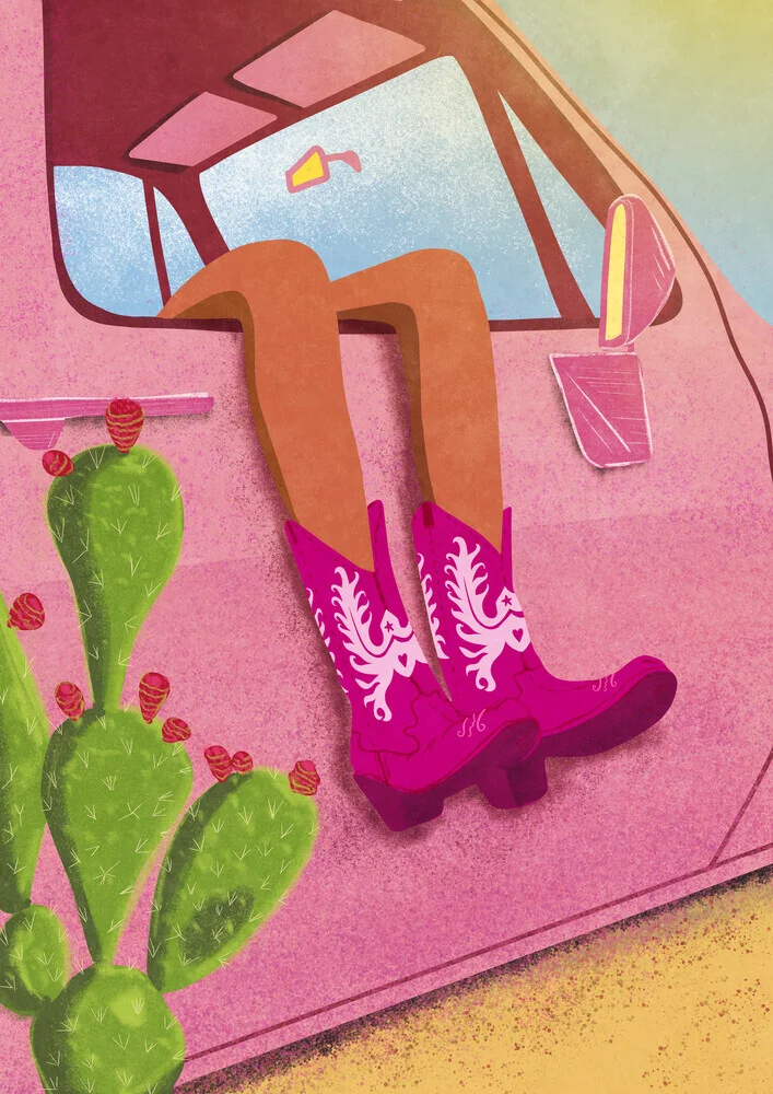Wandbild 'Rosa Cowgirl-Stiefel' – Kunst von Raissa Oltmanns als Poster oder Acrylglasbild