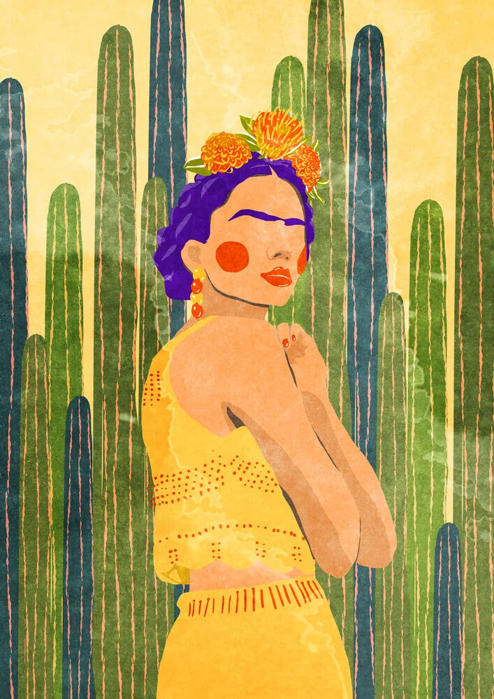 Wandbild 'Frida and Cacti' – Kunst von Raissa Oltmanns als Poster oder Acrylglasbild