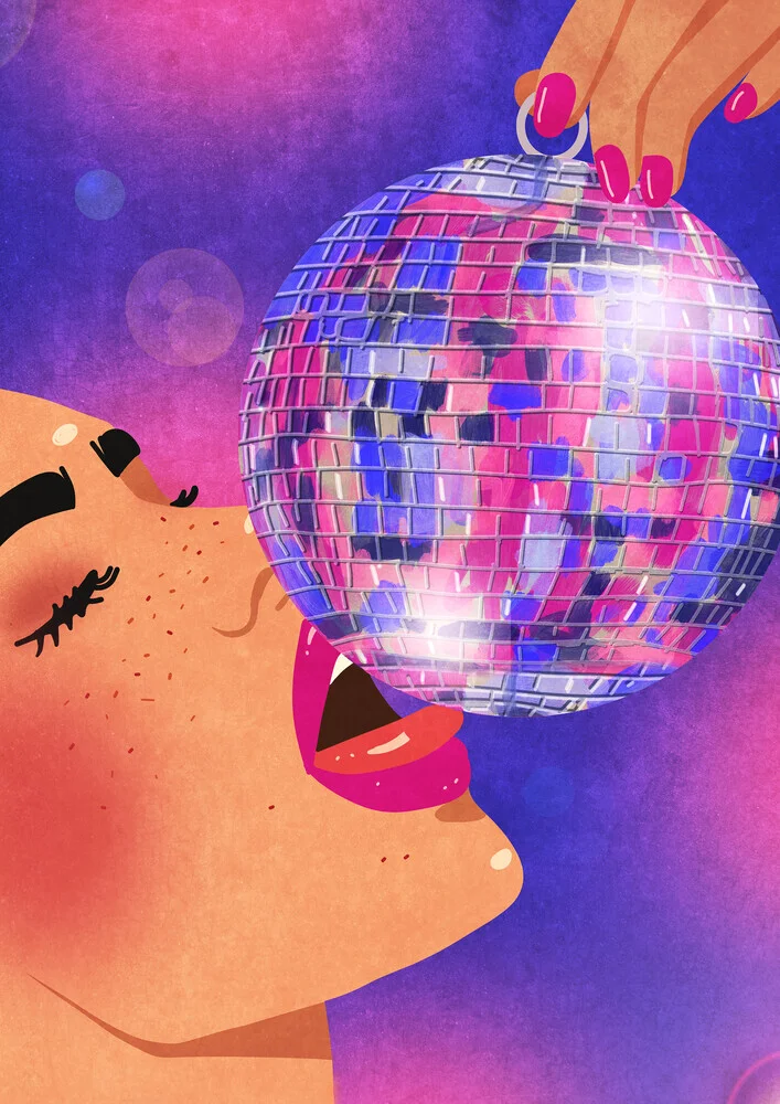 Wandbild 'Girl with Disco Ball' – Kunst von Raissa Oltmanns als Poster oder Acrylglasbild