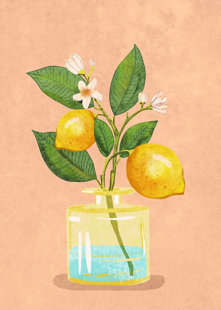 Wandbild 'Zitronenzweig in Vase' – Kunst von Raissa Oltmanns als Poster oder Acrylglasbild