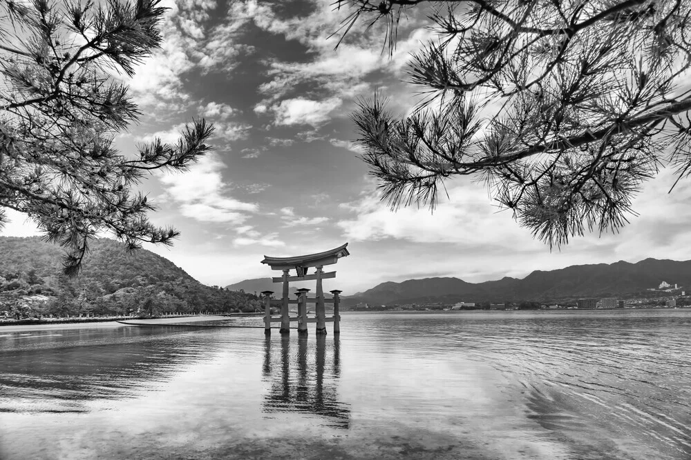 Photo art by Melanie Viola: Historic Itsukushima Shrine on Miyajima.