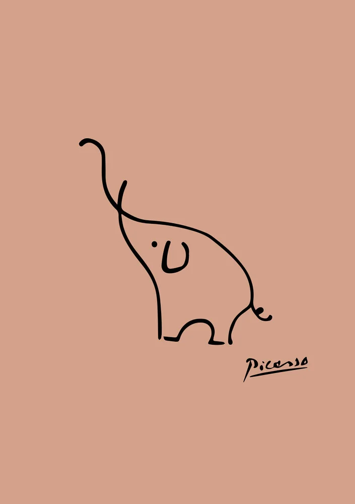 Picasso Elephant Line Drawing – Terracotta, Germany – wall art by Art Classics as Poster or Acrylic Glass Print