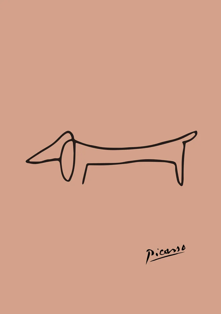 Picasso Dog Line Drawing – Terracotta, Germany – wall art by Art Classics as Poster or Acrylic Glass Print