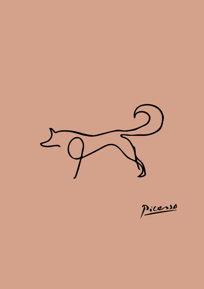 Picasso Fox Line Drawing – Terracotta, Germany – wall art by Art Classics as Poster or Acrylic Glass Print