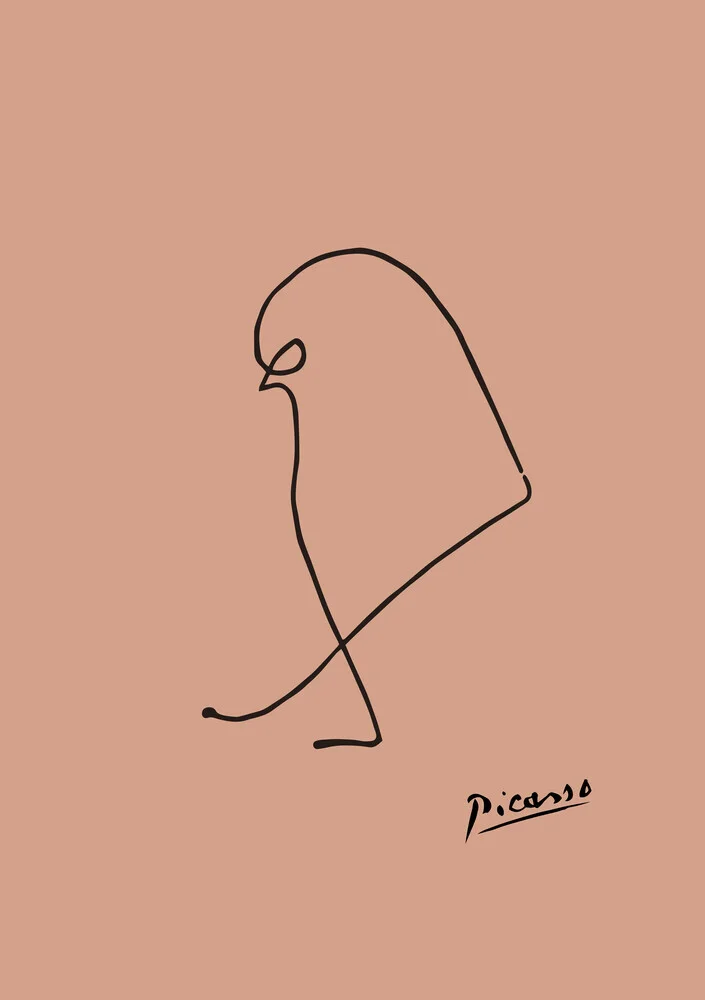 Picasso Sparrow Bird Line Drawing – Terracotta, Germany – wall art by Art Classics as Poster or Acrylic Glass Print
