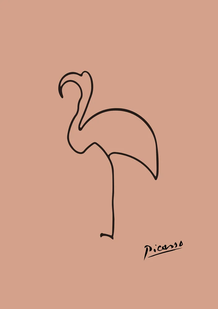 Picasso Flamingo Line Drawing – Terracotta, Germany – wall art by Art Classics as Poster or Acrylic Glass Print
