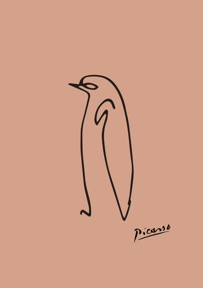 Picasso Penguin Line Drawing – Terracotta, Germany – wall art by Art Classics as Poster or Acrylic Glass Print