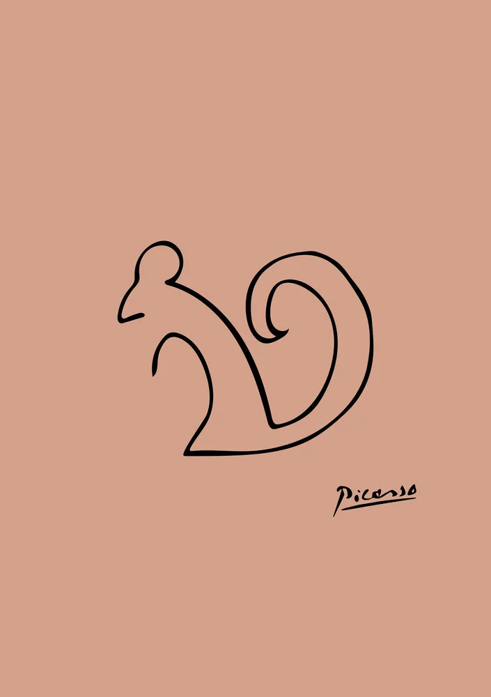 Picasso Strichzeichnung - Eichhörnchen Terracotta, Deutschland – Fotokunst von Art Classics als Poster oder Acrylglasbild