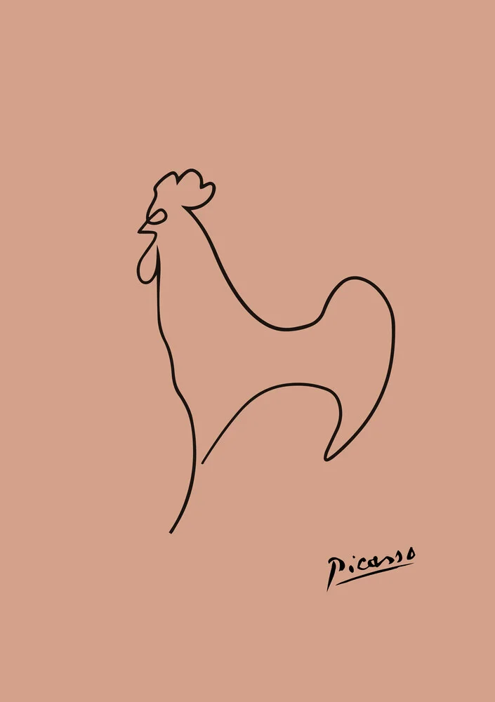 Picasso Rooster Line Drawing – Terracotta, Germany – wall art by Art Classics as Poster or Acrylic Glass Print