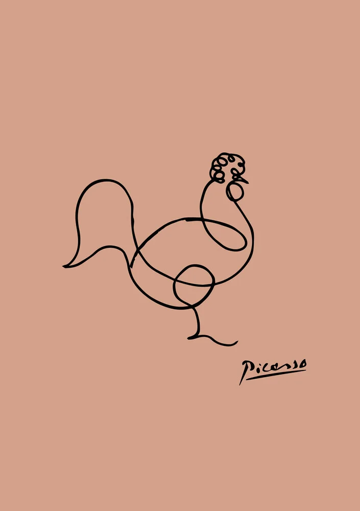 Picasso Strichzeichnung - Huhn Terracotta, Deutschland – Fotokunst von Art Classics als Poster oder Acrylglasbild