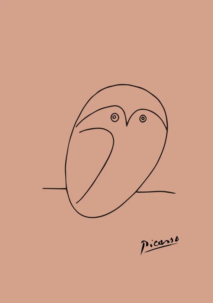 Picasso Owl Line Drawing – Terracotta, Germany – wall art by Art Classics as Poster or Acrylic Glass Print