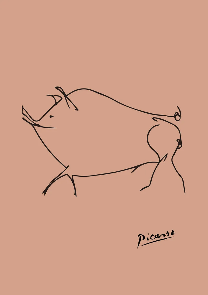 Picasso Wild Boar Line Drawing – Terracotta, Germany – wall art by Art Classics as Poster or Acrylic Glass Print