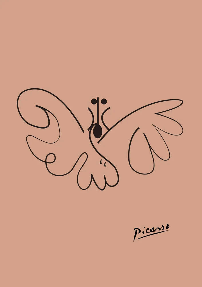 Picasso Butterfly Line Drawing – Terracotta, Germany – wall art by Art Classics as Poster or Acrylic Glass Print