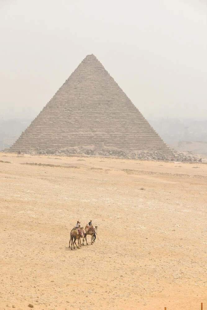 Photo art by Lotte Wildiers: Pyramids of Giza under a clear sky