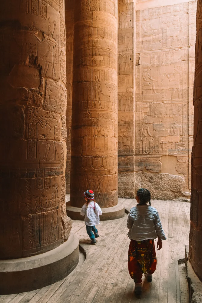 Photo art by Lotte Wildiers: temples in Egypt under a golden sky
