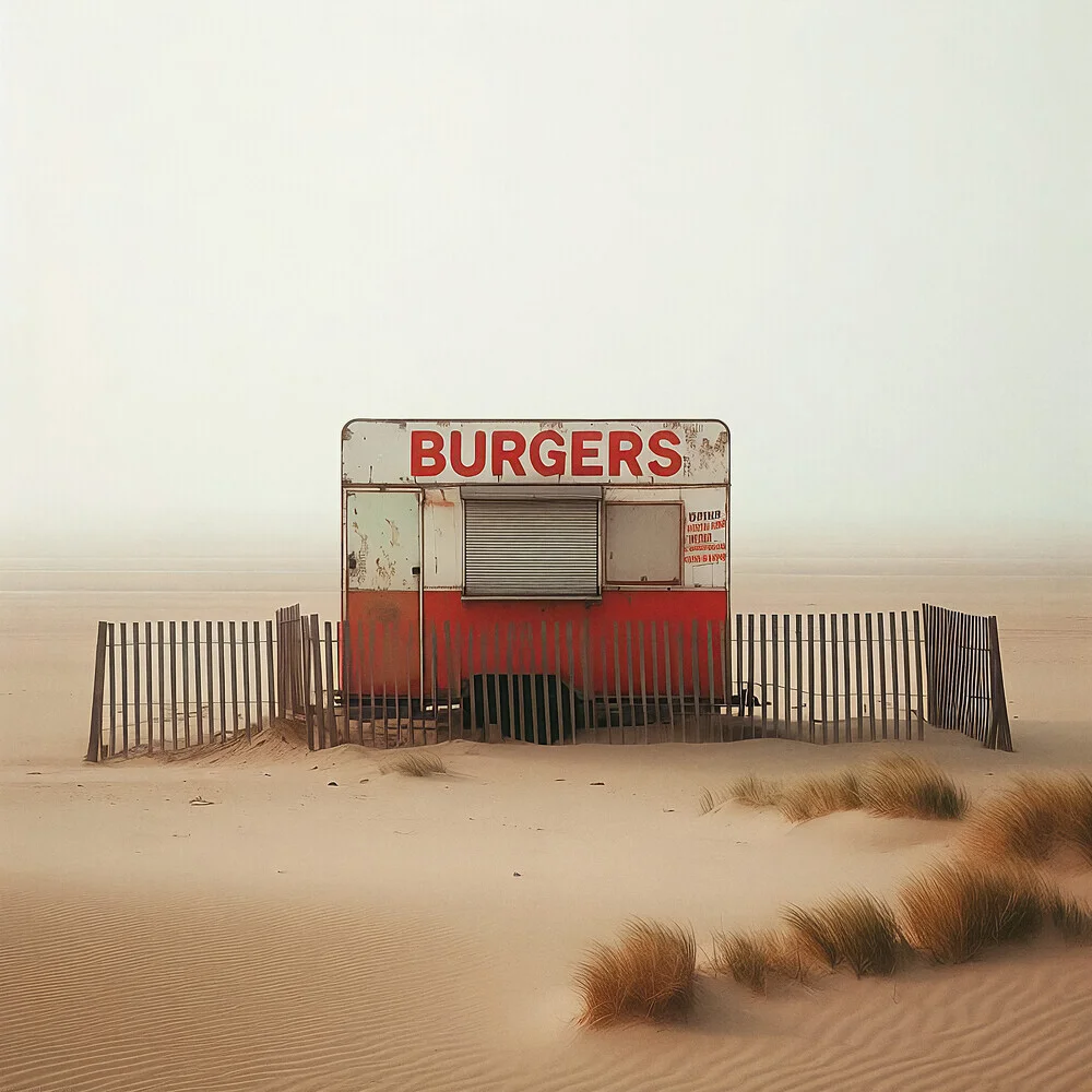 Fotokunst von David Foster Nass: ein schmackhafter Burger auf einem Teller