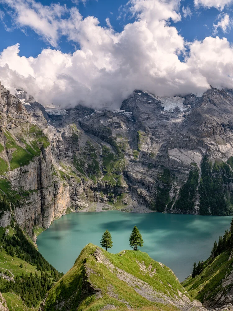 Photo art by Achim Thomae: serene view of Lake Oeschinensee in Switzerland